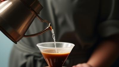 Thumbnail of a barista pouring water over a V60 coffee setup.