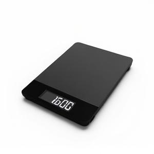 Minimalist black digital coffee scale with timer